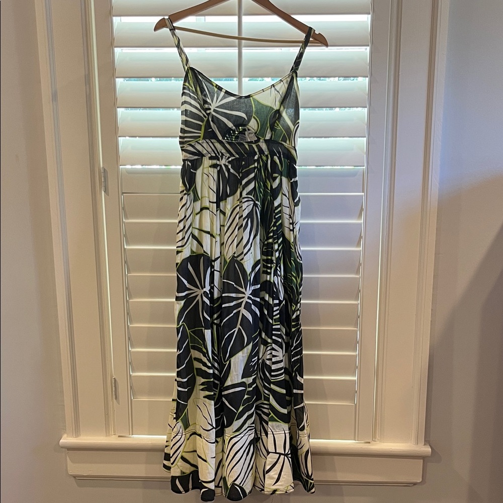 Joie Green and Black Leaf Print Maxi Dress